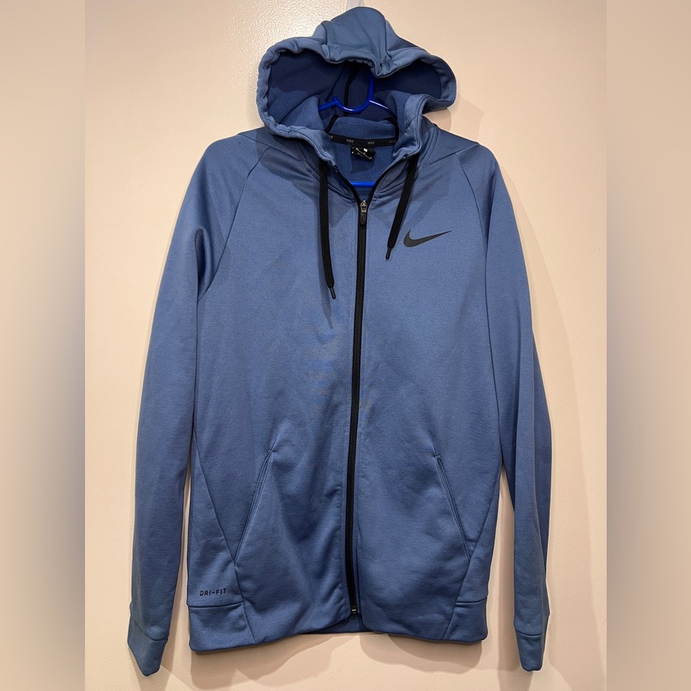 Nike Men's Dri-FIT Blue Performance Zip-Up Hoodie Size M